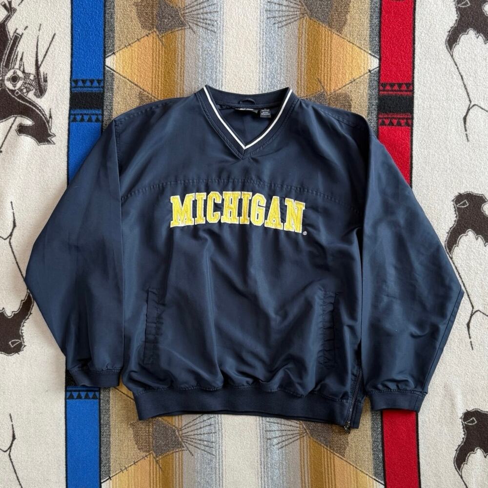 Vintage University Of Michigan Wolverines Embroidered Windbreaker Size XL